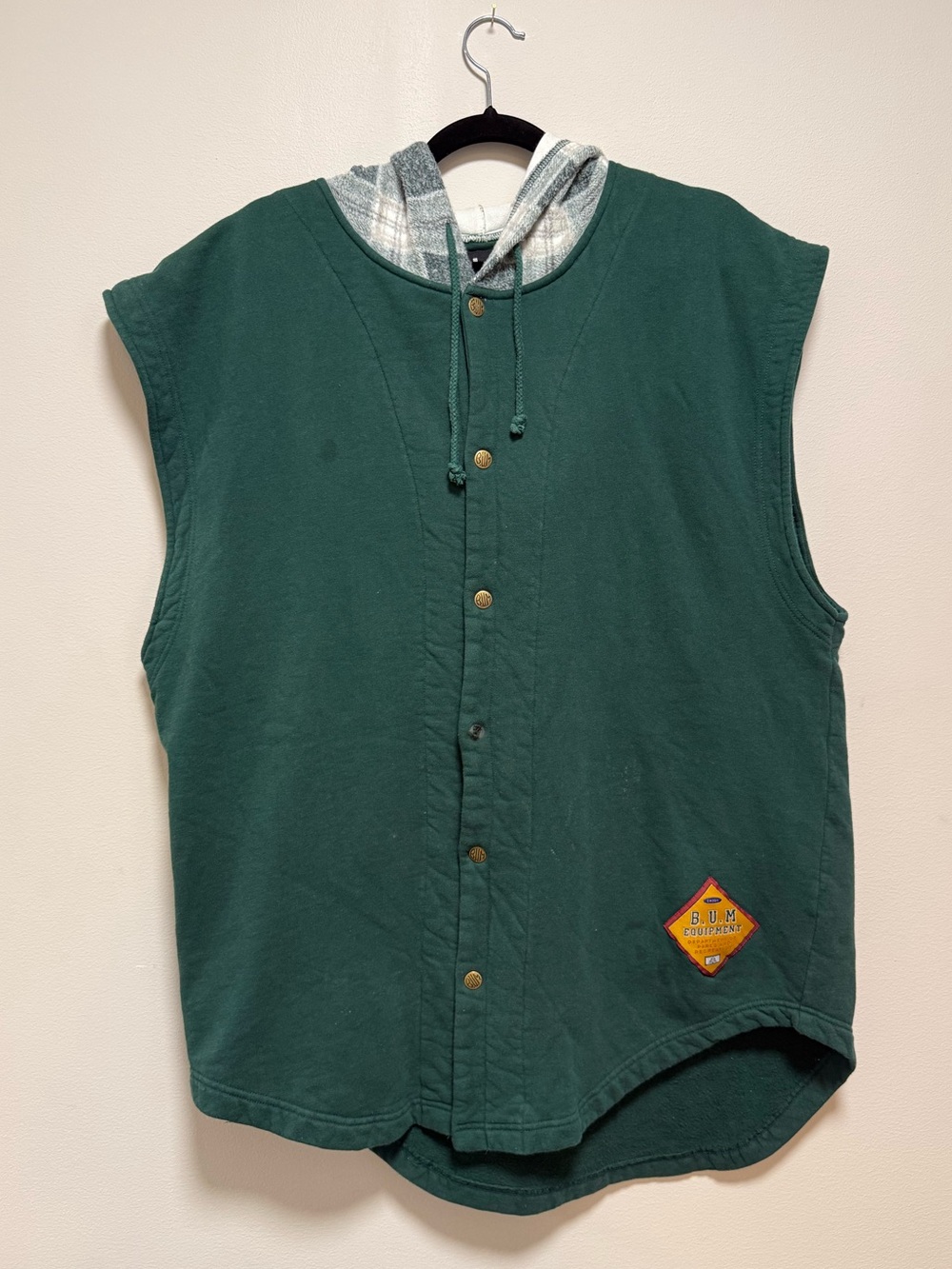 Vintage B.U.M. Equipment Hoodied snap-up Vest